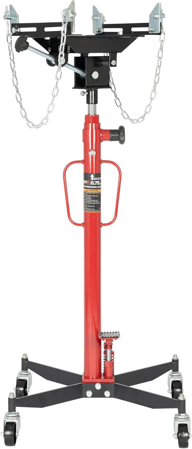 0.75 Ton (1660 lbs) Hydraulic Telescoping Transmission Jack with 360° Swivel Wheels, Foldable Foot Pedal, Adjustable Garage/Shop Lift Hoist for Auto Repair & Vehicle Maintenance
