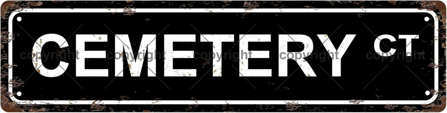CEMETERY CT Space Vintage Metal Tin Sign License Plate Bar Cafe Garage Cave Home Room Wall Bathroom Farmhouse Garden Porch Patio Decor, 12 x 6 Inch