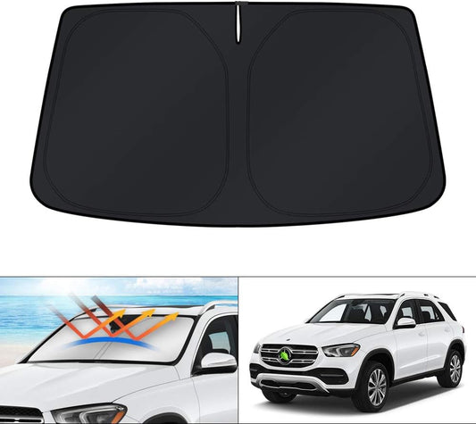 KUST Windshield Sunshade for 2020-2025 2026 Mercedes Benz GLE 350 450 Accessories Windshield Sun Shade Foldable Window Sun Visor Protector Blocks UV Rays Keep Your Car Cooler