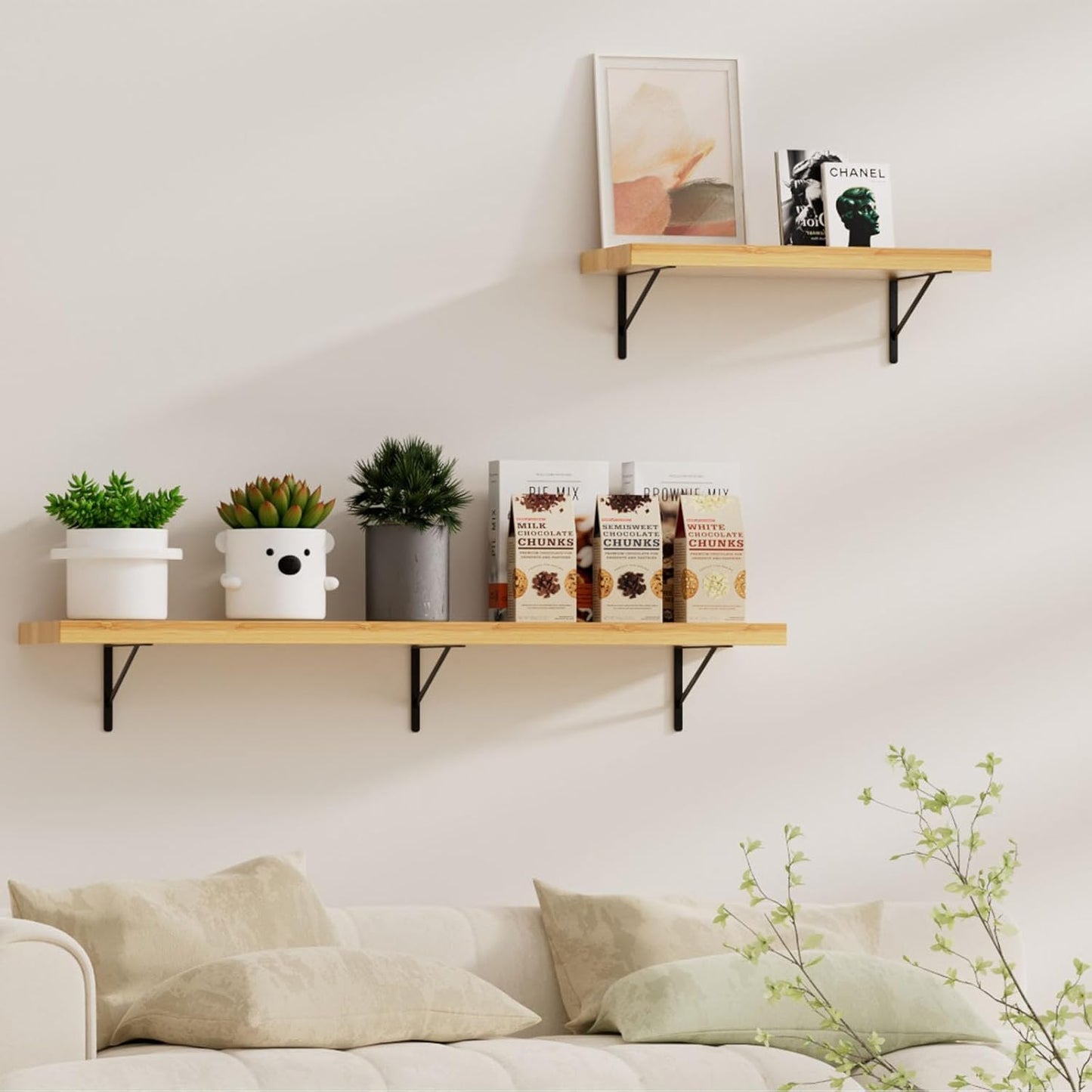 20 Pack L10 x H 8" Black Heavy Duty Shelf Brackets with Screws Metal Shelf Brackets Shelf Support Angle Brackets for Shelves L Brackets Heavy Duty Floating Shelf Brackets