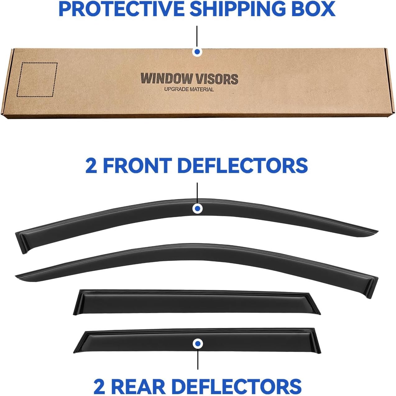 Window Visors Rain Guards Shield for 2011-2025 Mitsubishi Outlander Sport, Out-Channel Window Vent Wind Deflectors Visors Shades for 11-25 Mitsubishi ASX