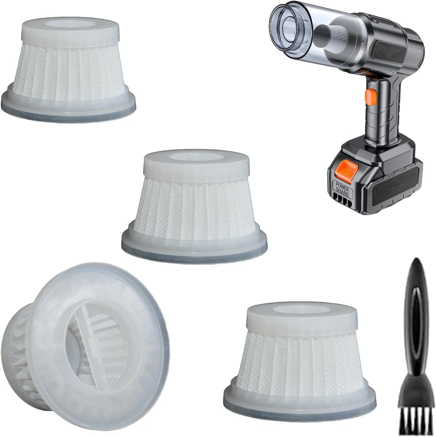 4 Pack Hepa Replacement Filters Compatible with MBNGF Car Vacuum Cordless, Model X9 ULTRA, Handheld Car Vacuum Filters Works with ZARIMI X12-ULTRA Car Vacuum