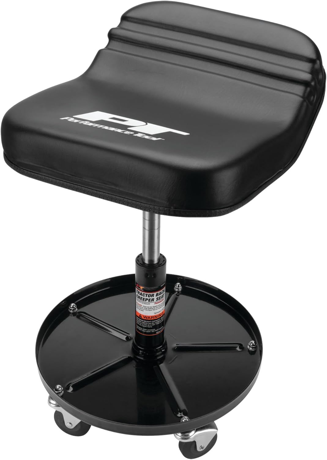 Performance Tool W85020 Tractor Creeper Rolling Work Seat with Storage Tray for Mechanic Garages and Workshops, Black, 24-inch Height