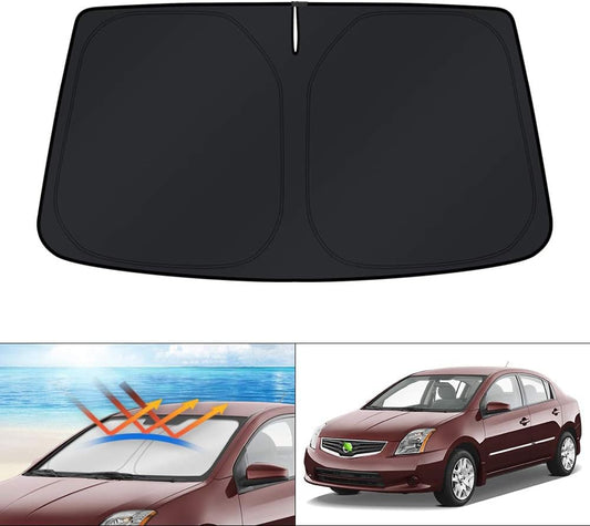 KUST Windshield Sun Shade for Nissan Sentra 2007-2012 Accessories Custom Fit Sunshade Foldable Window Sun Visor Protector Blocks UV Rays Keep Your Car Cooler