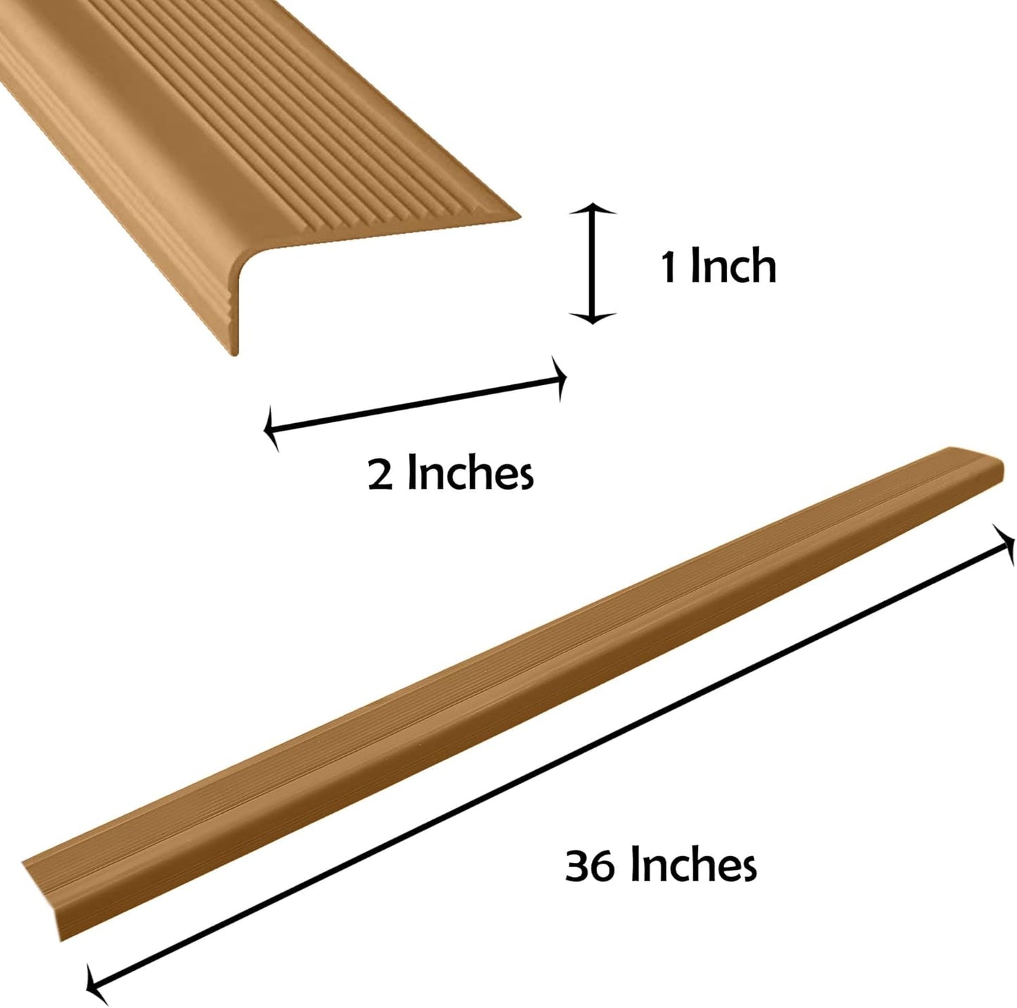 Rubber Bond Stair Edge Protector (Pack of 5) 36x2x1 inch Anti-Slip Stair Corner Trim Rubber Strips - Waterproof Self-Adhesive Staircases for Outdoor & Indoor Uses | Protect Kids & Pets - Brown