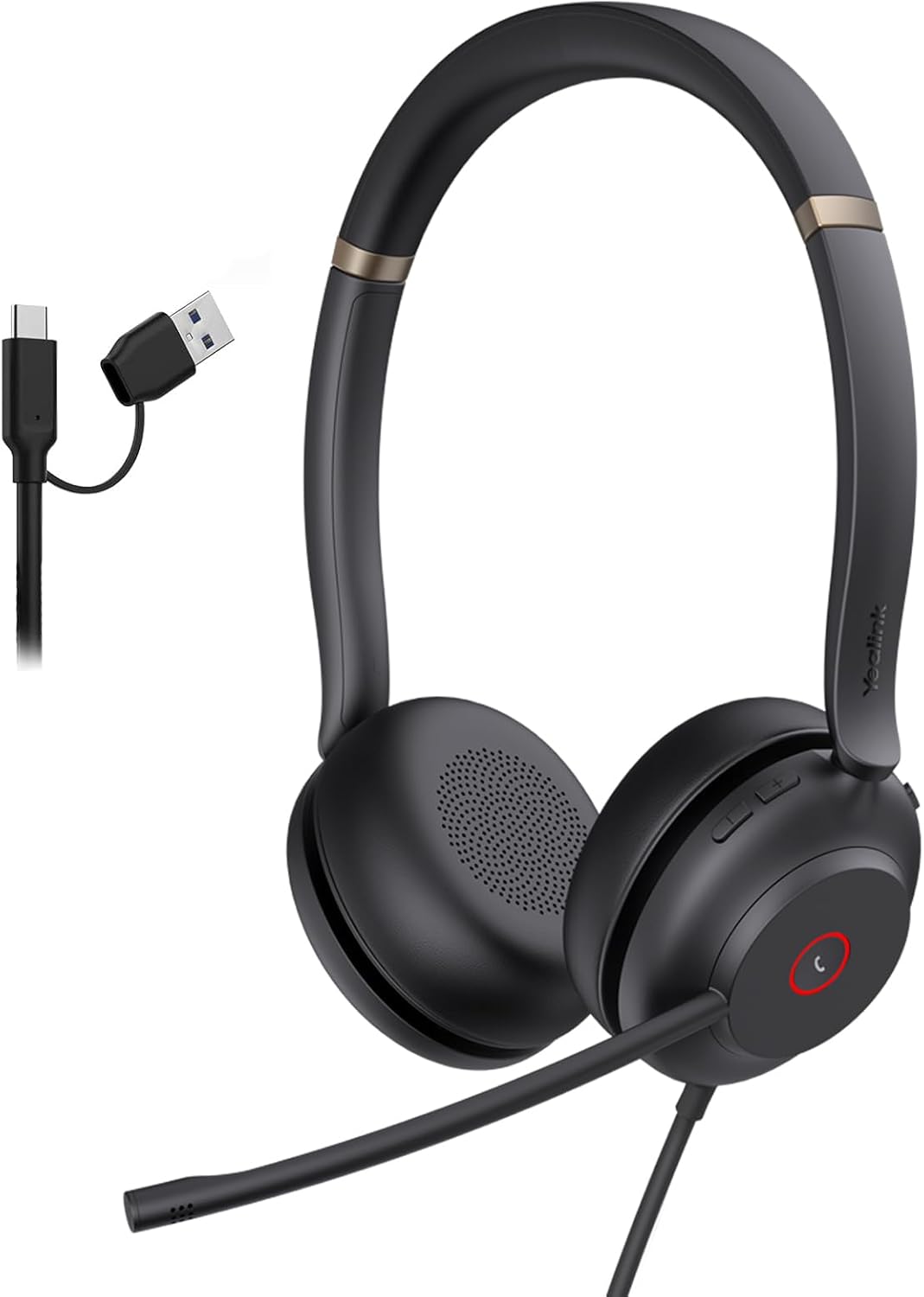 Yealink UH37 USB Headset with Mic,Wired Headset with Noise Cancelling Microphone for Computer PC Laptop VoIP Phone,USB-A & USB-C Cable,Works with Zoom and Other Leading UC Platforms