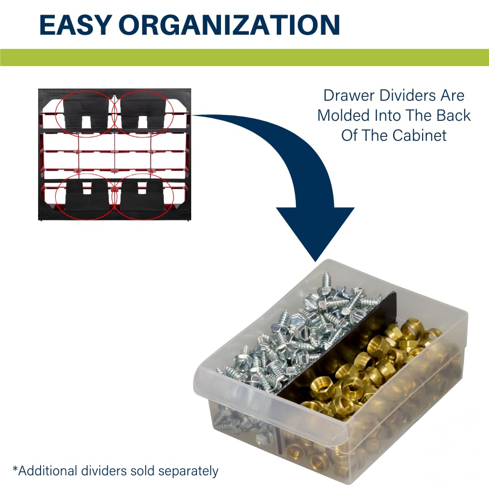 Akro-Mils 24-Drawer Plastic Drawer Storage Cabinet for Garage Organization, Bead Organizer, Building Bricks Storage, Teacher Toolbox, Makeup Organizer, 20-Inch W x 6-Inch D x 16-Inch H, 10124 Yellow