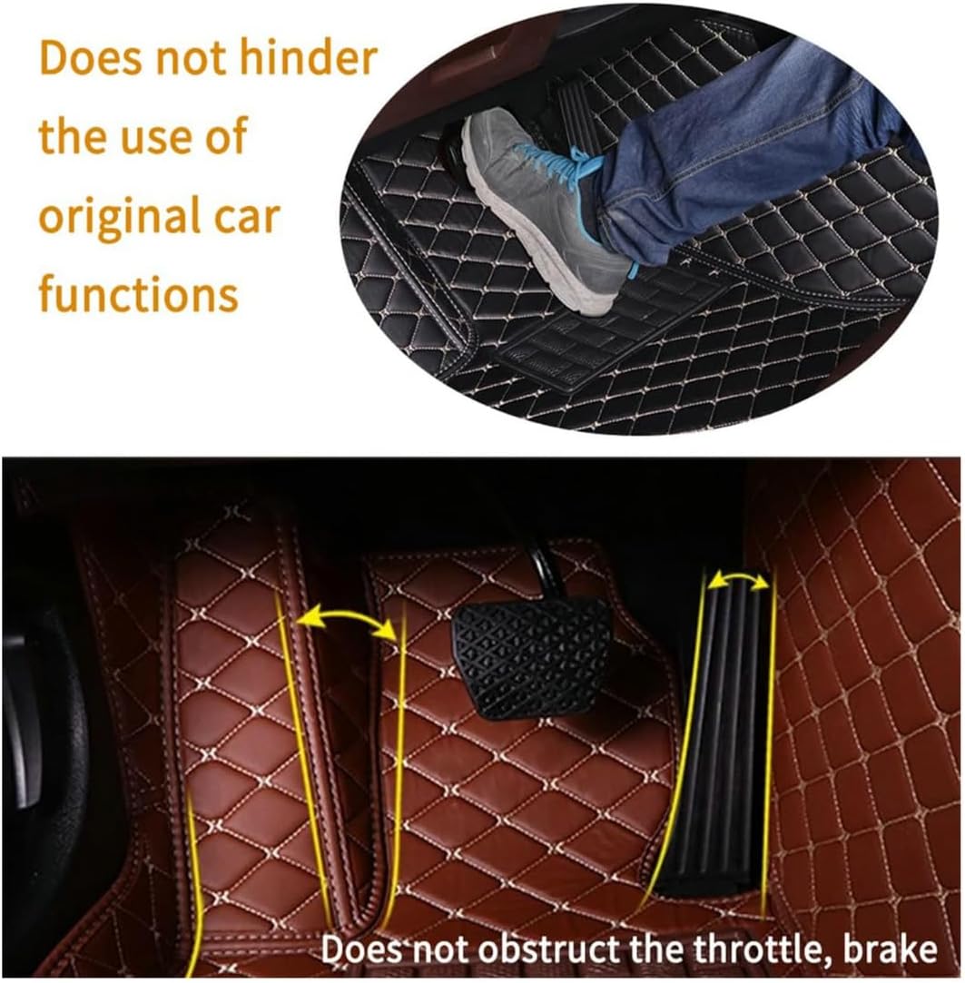 Custom Personalized Floor Mats for Cars，Luxury Full Coverage All Car Floor Mats，Anti-Slip Leather Car Mat Set ，Custom Floor Mats for 99% of Cars, Trucks & SUVs. (Sky Blue and Brown)