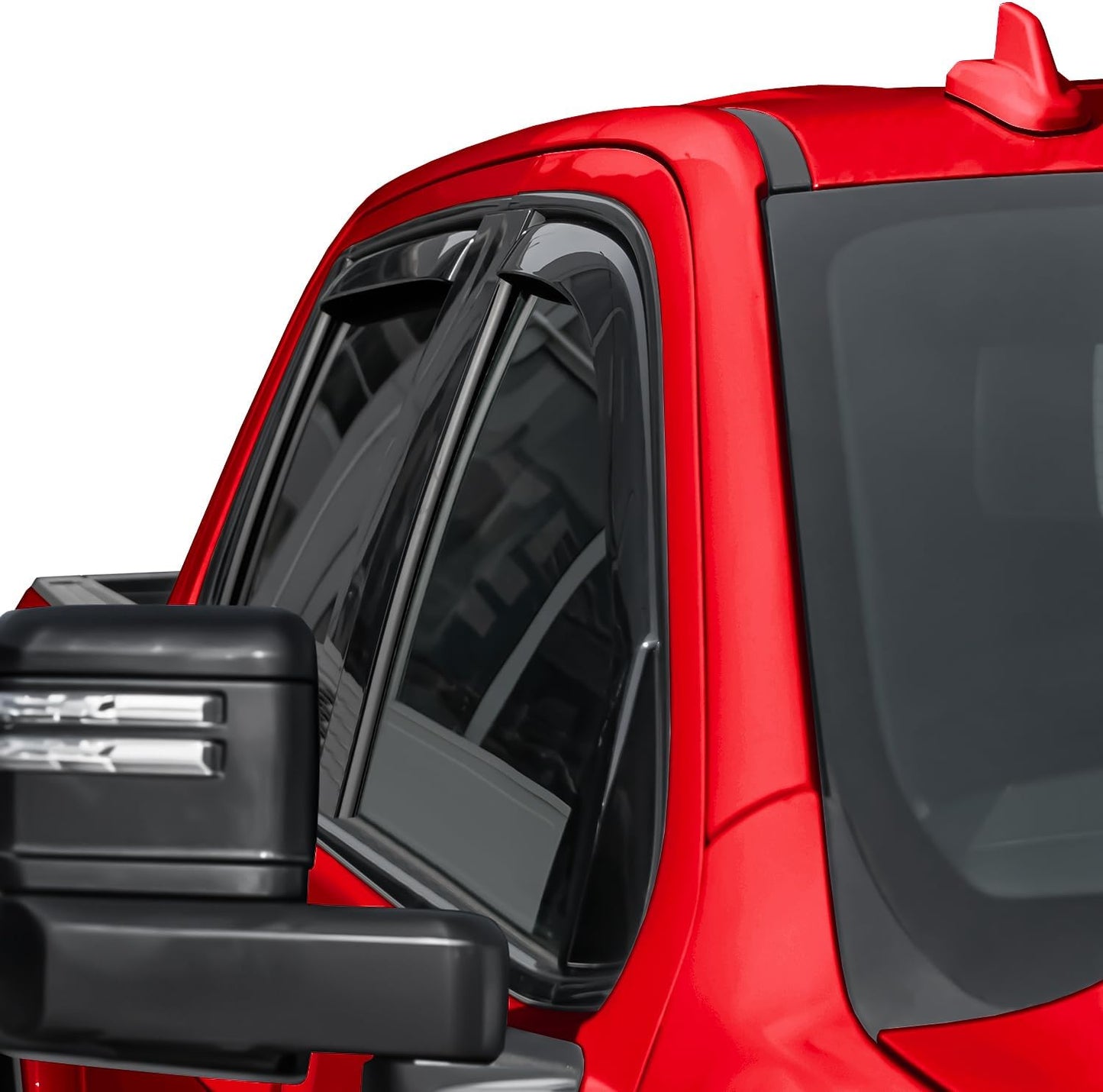 Voron Glass in-Channel Extra Durable Rain Guards for Chevrolet (Chevy) Silverado/GMC Sierra 2500HD/3500HD 2020-2025 Crew Cab, Window Deflectors, Vent Window Visors, 4 Pieces - 200298