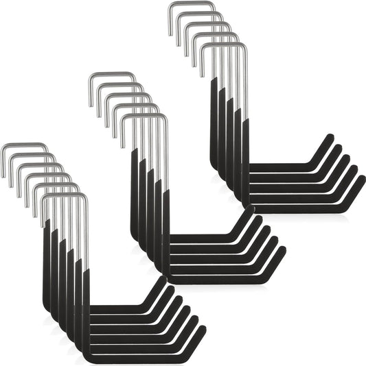 Acrux7 16 Pack Rafter Hooks Heavy Duty Rafter Hanger Vinyl Coated Large S Hooks for Hanging Ladder Bike Hangers Garage Storage Organizer (Black)