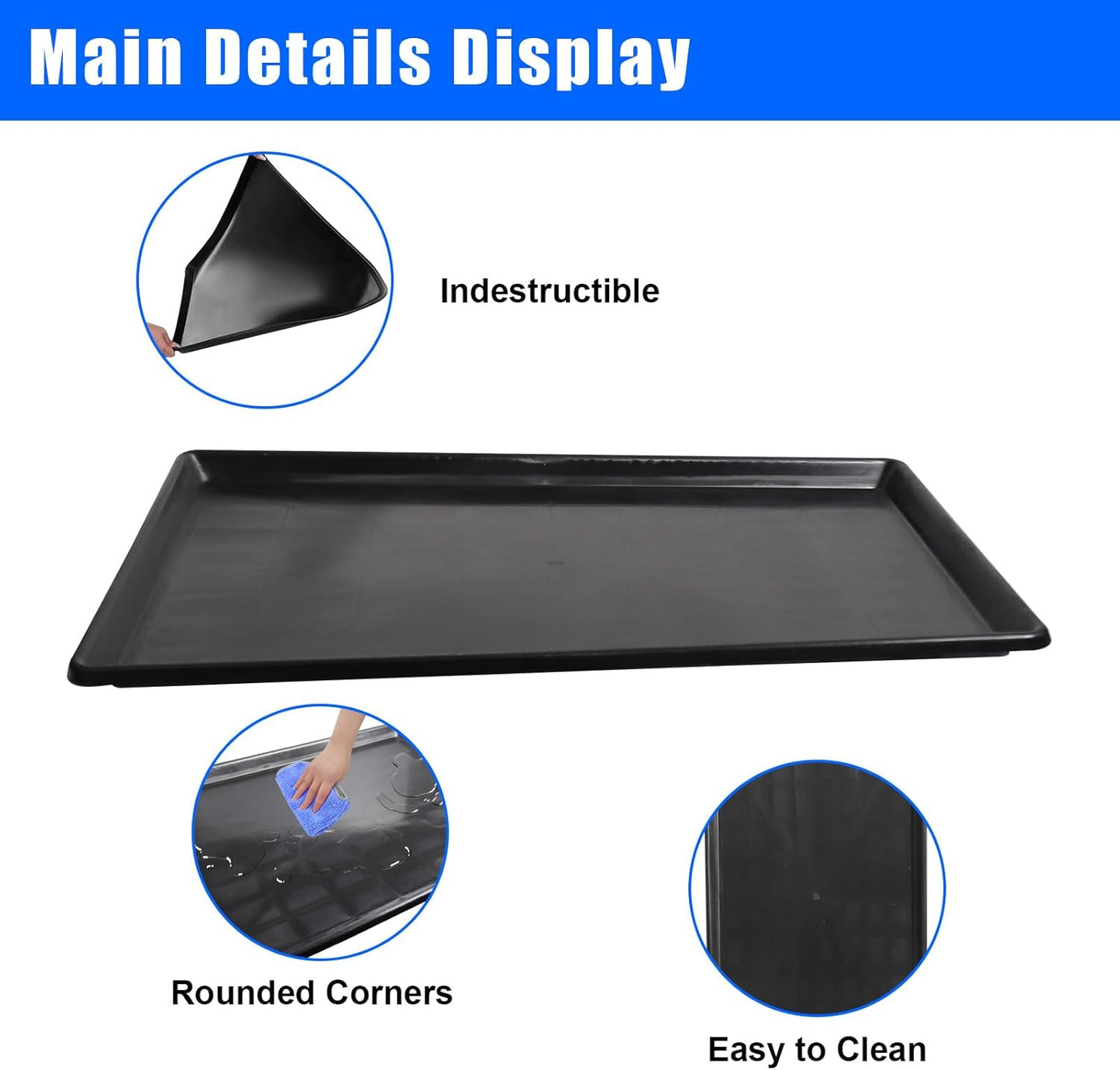 3 Pack Extra Large Oil Drip Pan, 35.4 x 24 x 1.6 in Oil Change Drain Pan, Plastic Oil Drip Tray for Under Car, Oil Catch Pan Tray for Garage, Fridges, Washing Machines, Cat Litter Box Bottom