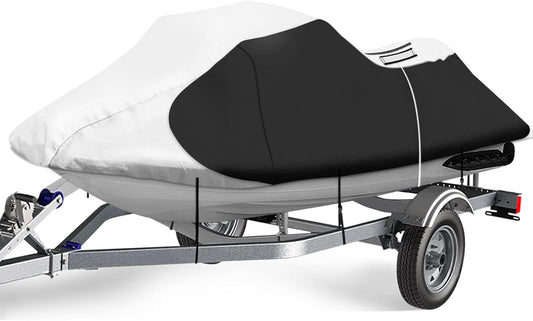 iCOVER Personal Watercraft Cover- Water Proof Heavy Duty Trailerable Jet Ski Covers for Seadoo Kawasaki Yamaha Wave Runner, Fits PWC Models Up to 125in Long