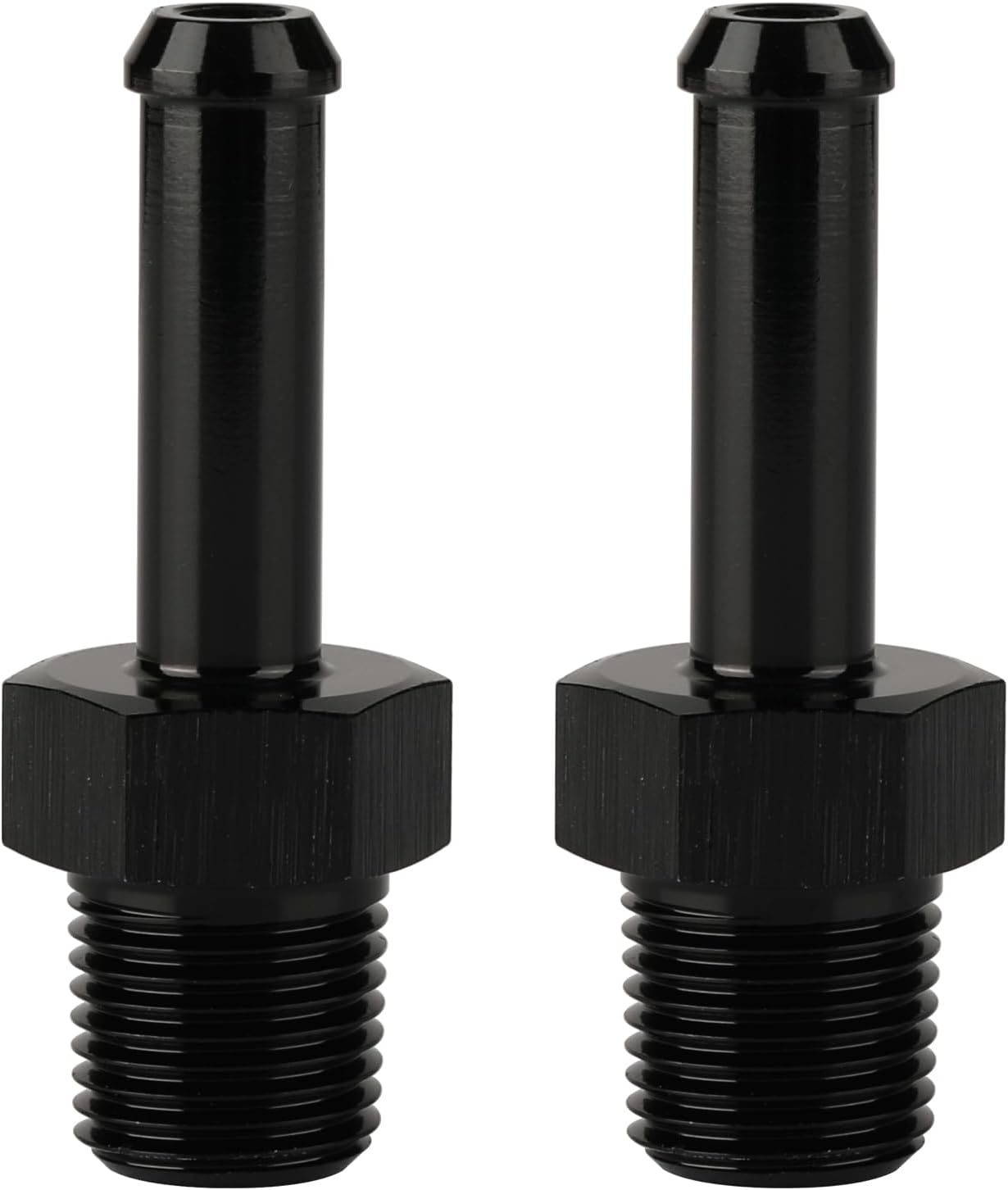 1/8 NPT Male to 1/4" Hose Barb Fitting Adapter Nipple Straight Aluminum Black 2PCS