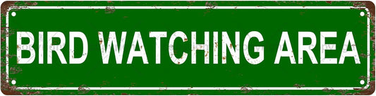 BIRD WATCHING AREA Space Vintage Metal Tin Sign, Street Sign, Home Decor, Room Decor, Wall Decor, Bathroom Decor, Bar Decor, Cafe Decor, Garage Decor, 16 x 4 Inch