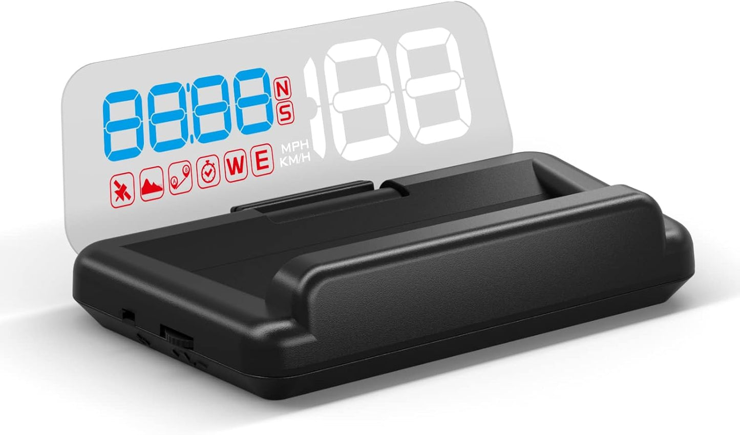 Universal Car HUD Head Up Display T900, with Satellite Clock, Single Driving Time and Single Driving Distance, Work for All Vehicles