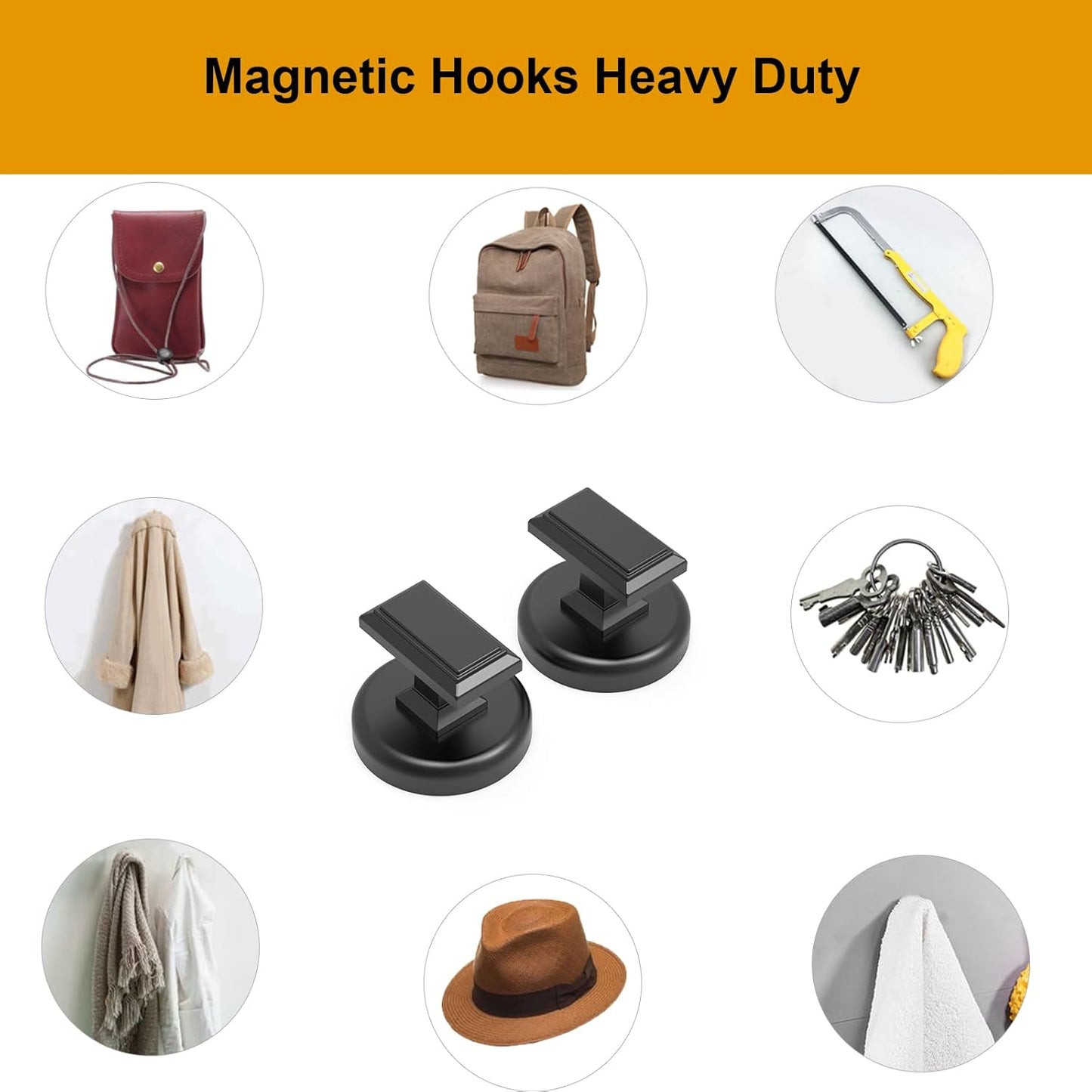 Ant Mag Magnetic Hooks Heavy Duty 160lbs for Coat Hanging with Rectangle Hook with Zinc Plated Strong Magnet Hangers for Metal Surface Great Organization for Cruise Cabinet Door Kitchen Room Office