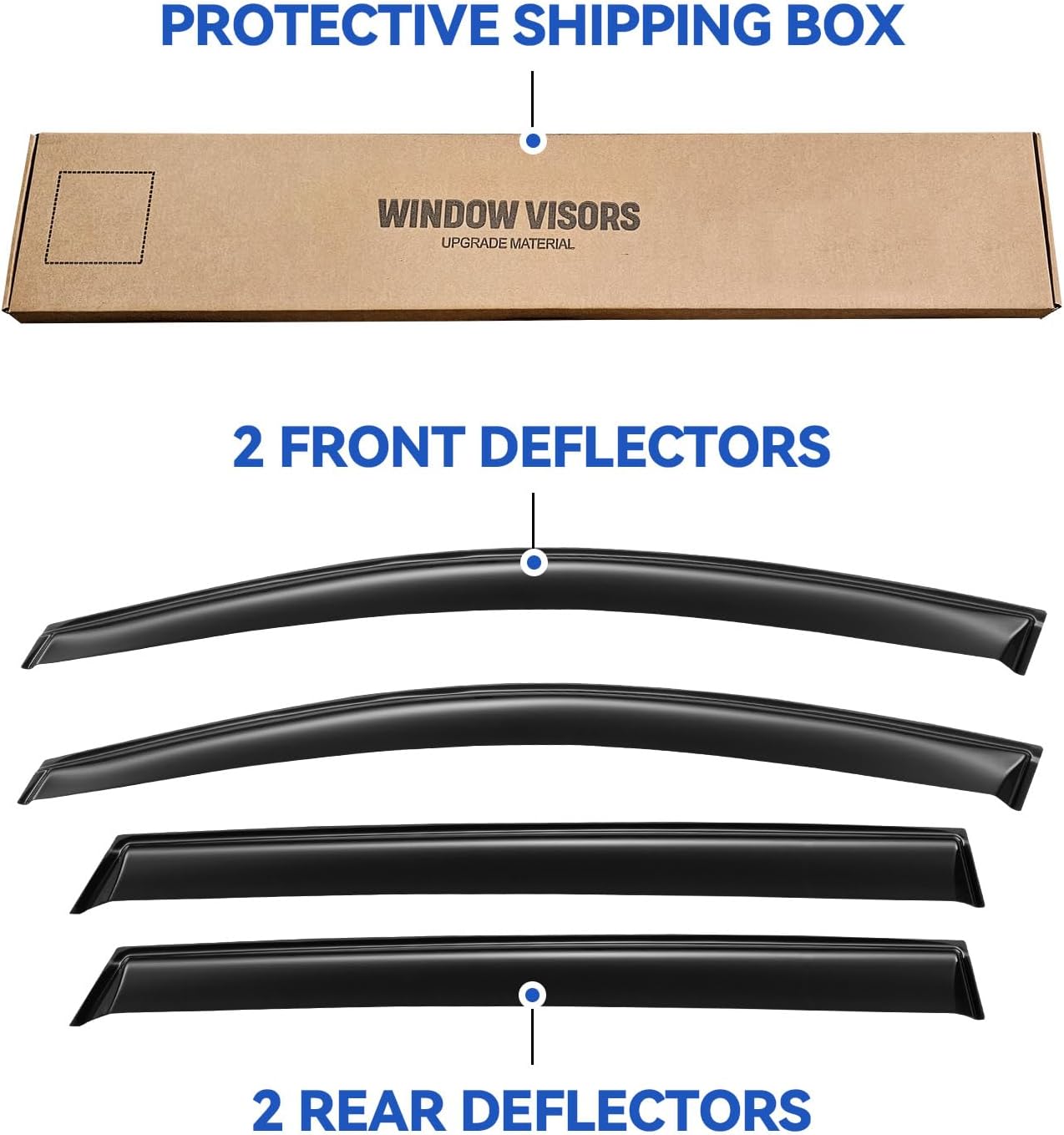 Window Visors Rain Guards for 2016 2017 2018 2019 2020 Kia Sorento, Out-Channel Window Vent Wind Deflectors Visors Shades for 16 17 18 19 20 Sorento