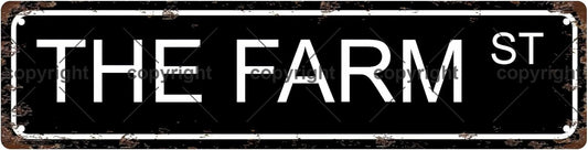 THE FARM ST Vintage Metal Tin Sign, Street Sign, Home Decor, Room Decor, Wall Decor, Bathroom Decor, Bar Decor, Cafe Decor, Garage Decor, 16 x 4 Inch
