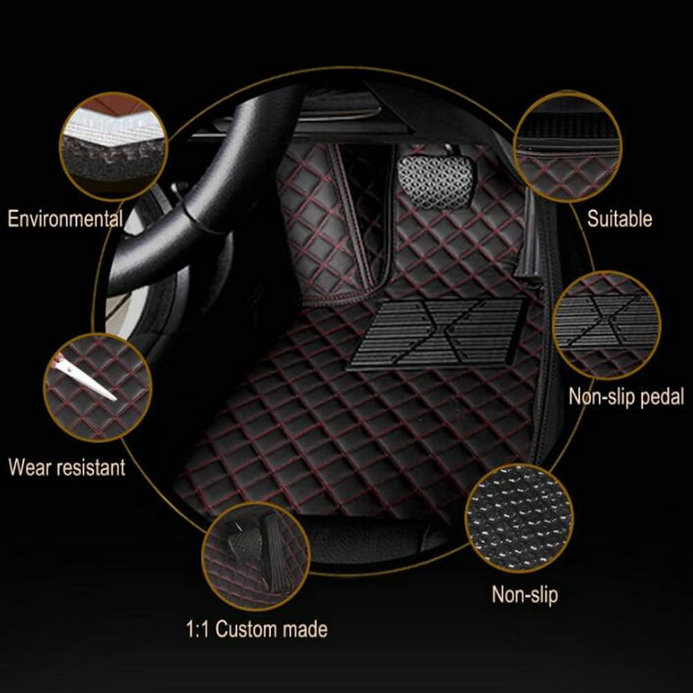 Custom Colors Car Floor Mats Black Pink for 99.9% Sedan SUV Sports， All-Weather Liners Car Floor mat，Luxury Leather Automotive Floor Mats (Red Beige,3D Floor Mats)