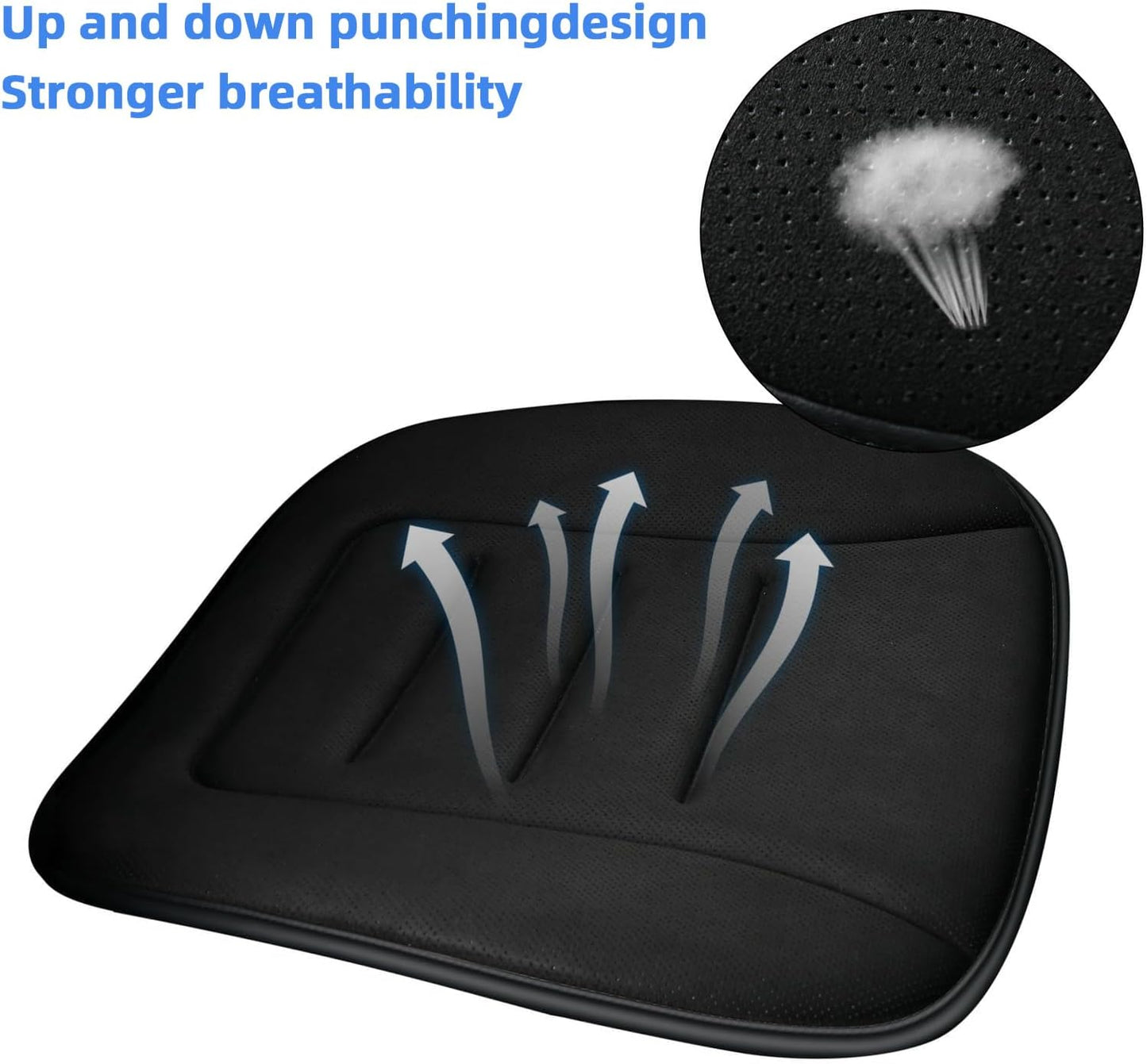 KAYI Car Seat Cushion, Memory Foam Car Seat Cushion, Anti Slip Rubber Bottom Car Seat Cushions for Driving, Suitable for Car and Office Chairs (2 Pack, Black)