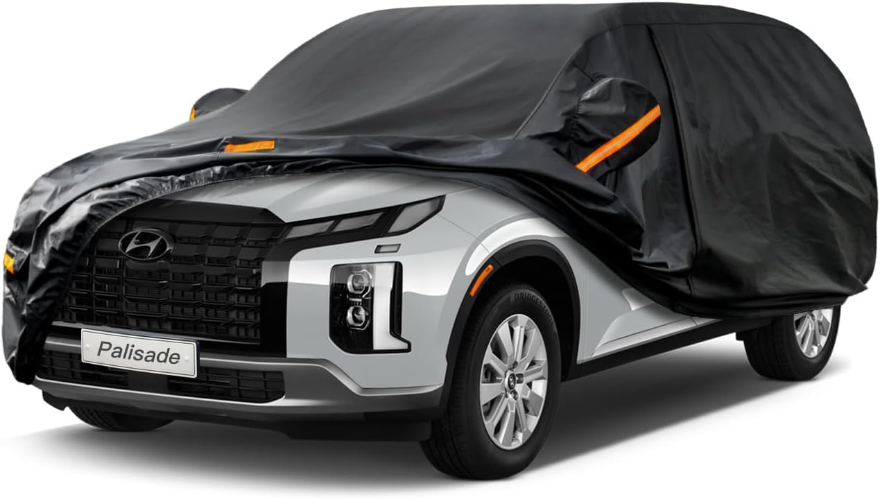 Kayme 7 Layers SUV Car Cover Custom Fit for Hyundai Palisade (2019-2025) Waterproof All Weather for Automobiles, Outdoor Full Cover Rain Sun UV Protection.Black