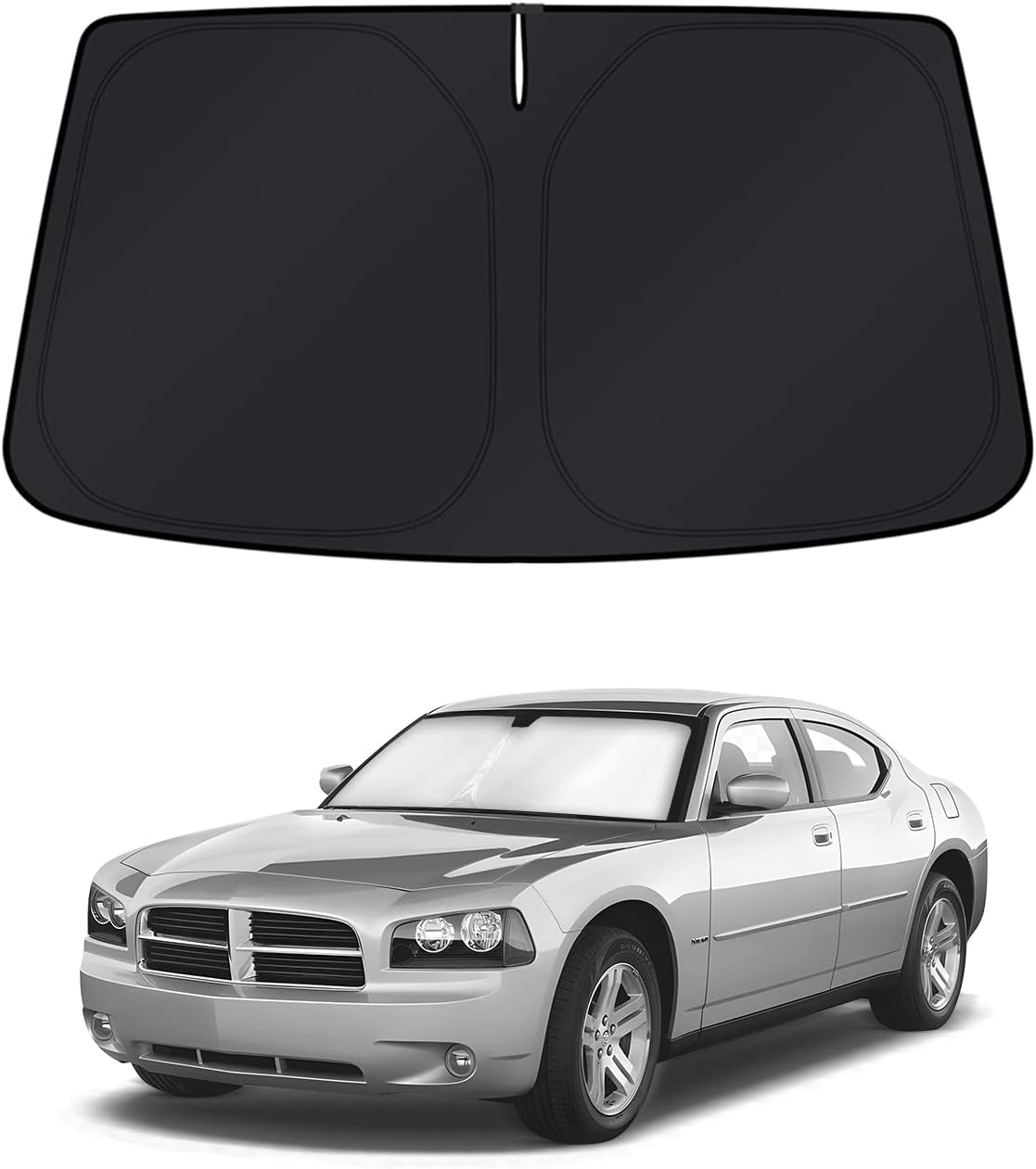 KUST Windshield Sun Shade for 2006–2010 Dodge Charger Window Shade Sun Visor Cover Foldable Blocks UV Rays Keep Your Car Cooler