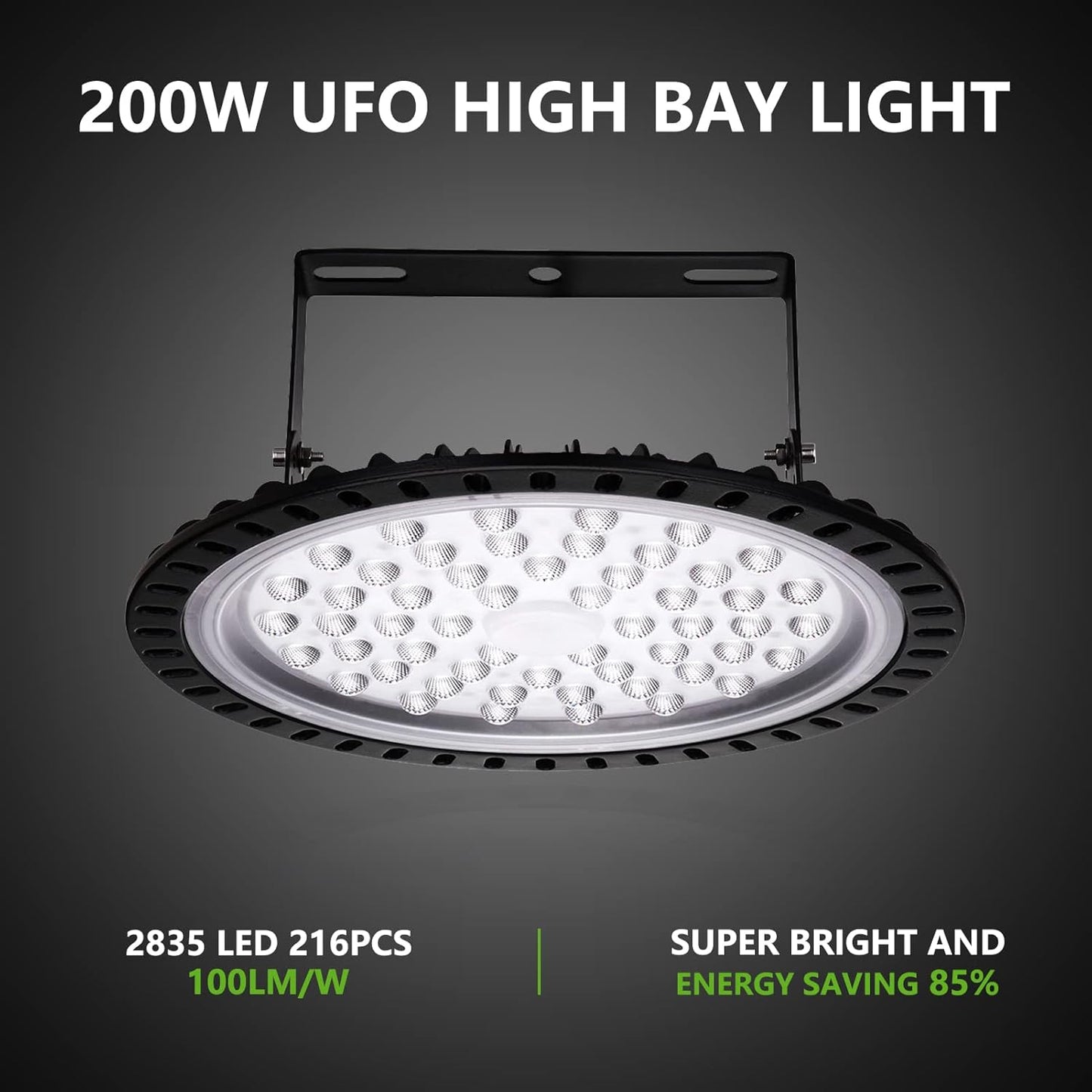 Viugreum 15 Pack 200W LED High Bay Lights, 20000LM 6000K-6500K Daylight White UFO LED Shop Lights, Warehouse Workshop Garage Factory Area LED Lighting Fixture