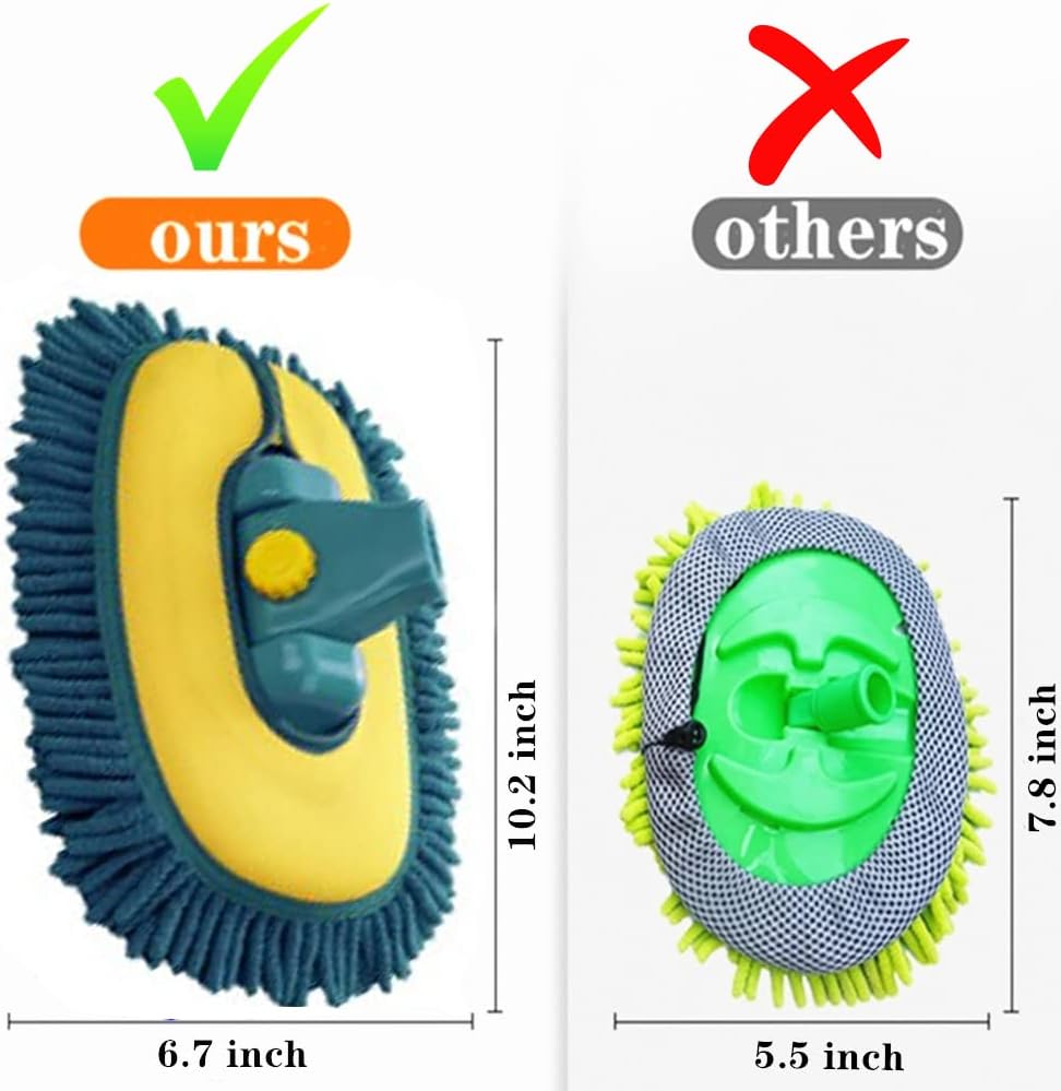 Car Wash Brush with Long Handle, Car Wash Mop Mitt with 2 Replacement Head , Extension Pole Car Brush Cleaning Kit for Cars Trucks