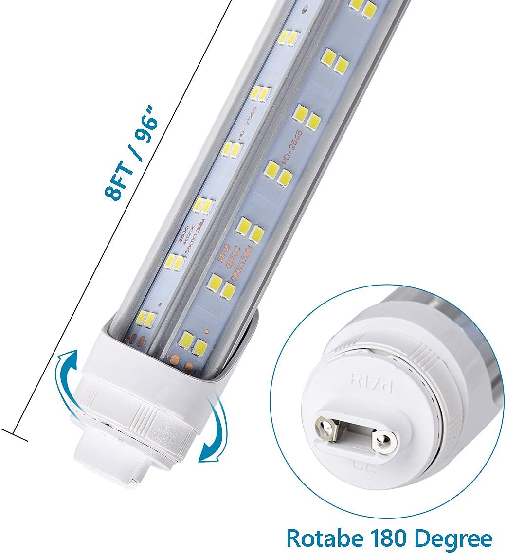 Generic 10 Pcs, 8ft R17D LED Tube Light, F96 t12 HO 8 Foot Led Bulbs, 96'' 8ft led Shop Light, 100-277V Input, 19000LM, Cold White 6000K, Clear Lens
