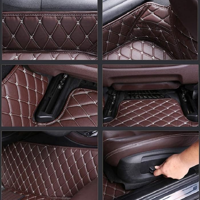 Customized Personalized car Floor mats, All-Weather Luxury car Floor mats, Waterproof and Anti Slip Leather car Floor mat Lining, 95% Customized car, Truck, and SUV Floor mats (Edge Gray)