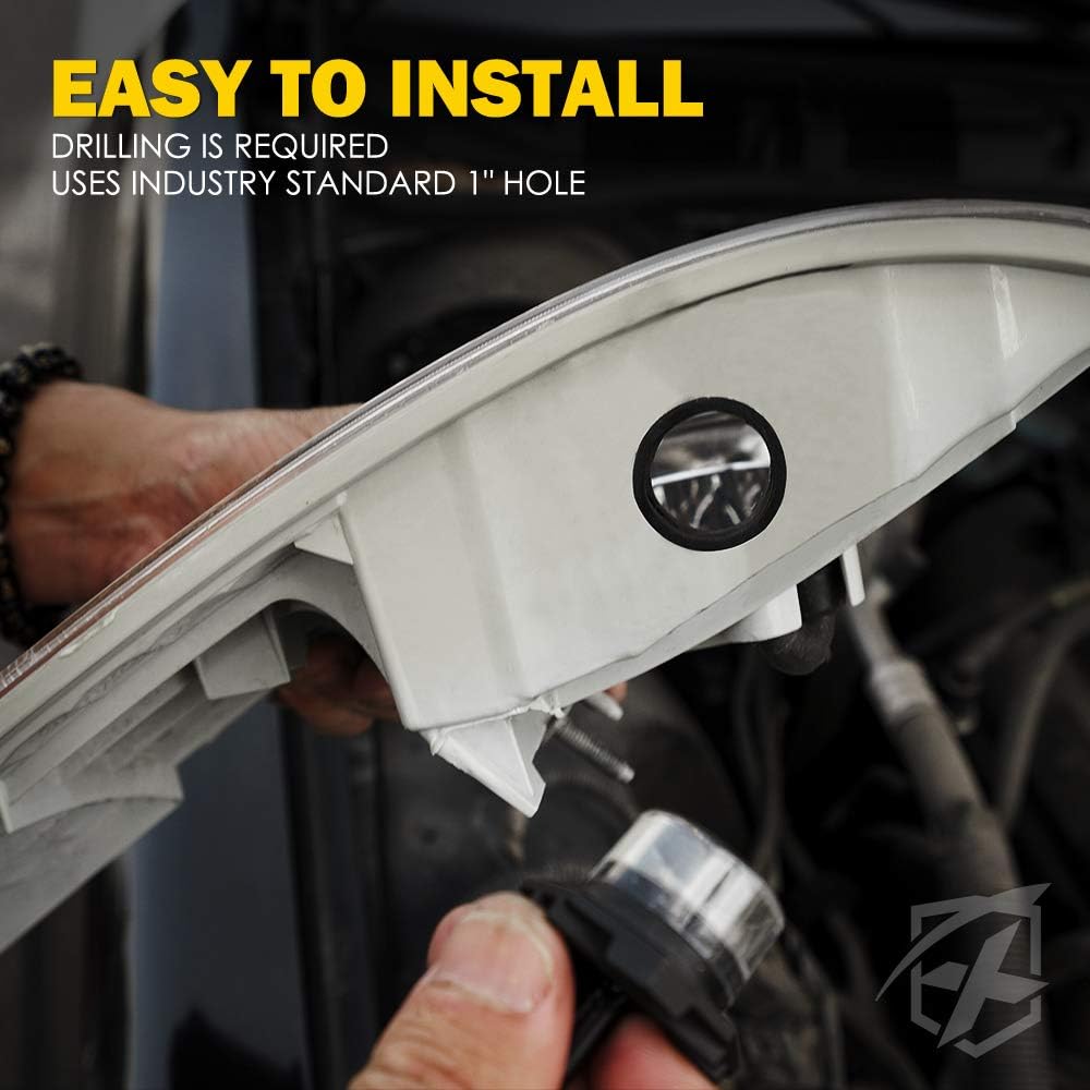 Xprite Amber LED Hideaway Strobe Lights Kit 20 Flashing Patterns w/Control Panel Headlights Taillights Fog Marker Light Mounting, for Roadside Emergency Vehicles Trucks SUV Vans 12V Cars 6 PCs