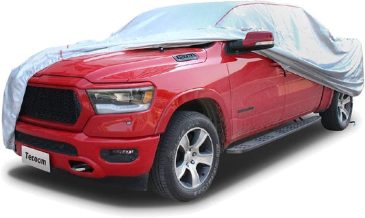 Tecoom Hard Shell Truck Car Cover Waterproof UV-Proof Windproof Zipper Design with Straps Buckle Fit for Ford F150 Ram 1500 Chevy Silverado Toyota Tundra GMC Sierra Full Size Truck Length Up to 212"