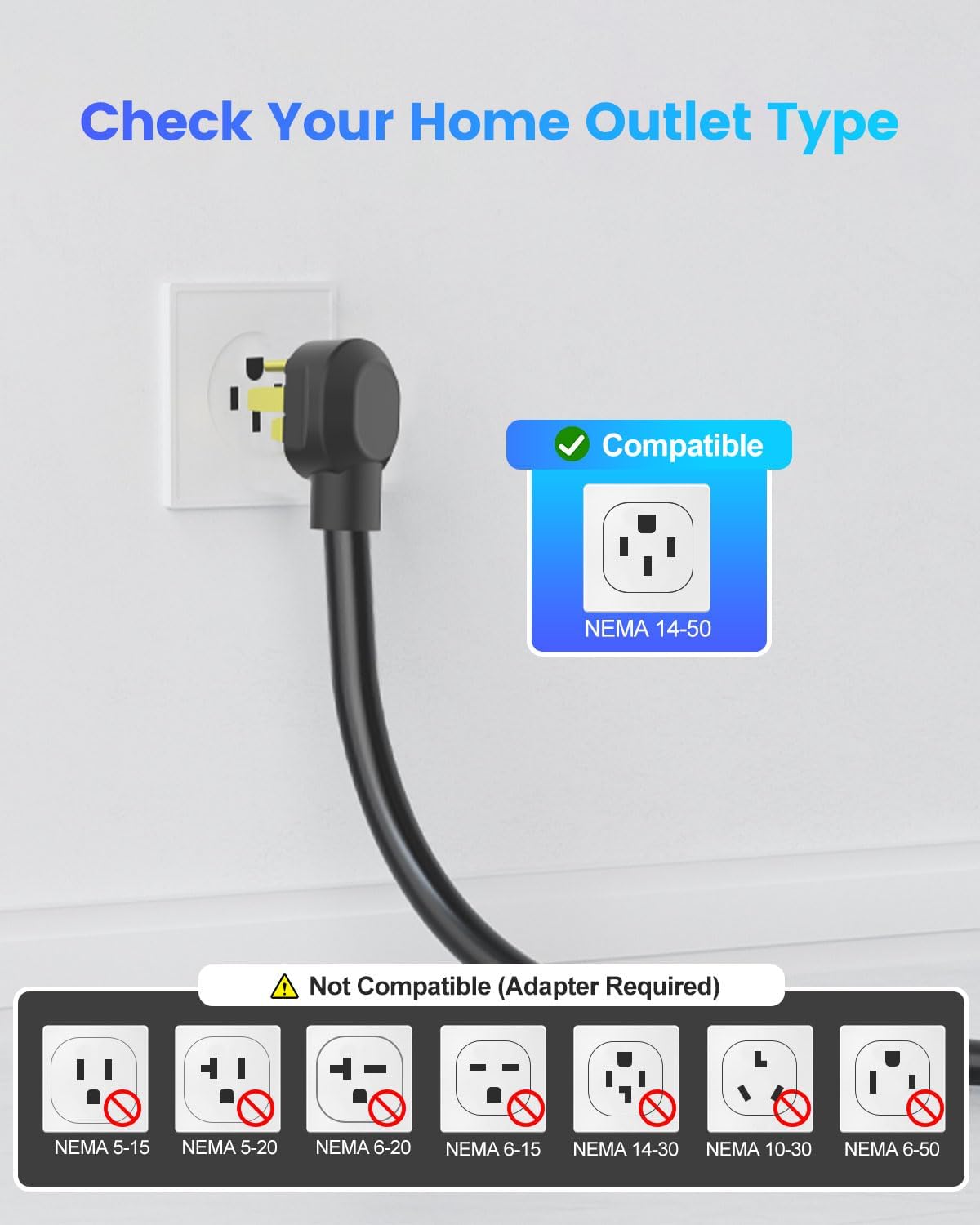 EV Charger Level 2 for Tesla(32Amp 240V 7.68kW), NEMA 14-50 Plug NACS EV Chargers, 25FT Adjustable Current Portable Electric Car Charger Compatible with All Nacs