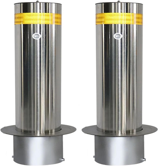 Steel Safety Bollard Post, Driveway Parking Interceptor Bollard, Crash Column Safety Warning Column, Parking Stopper for Garage, for Parking Barrier, Road Safety(Silver (2PCS))