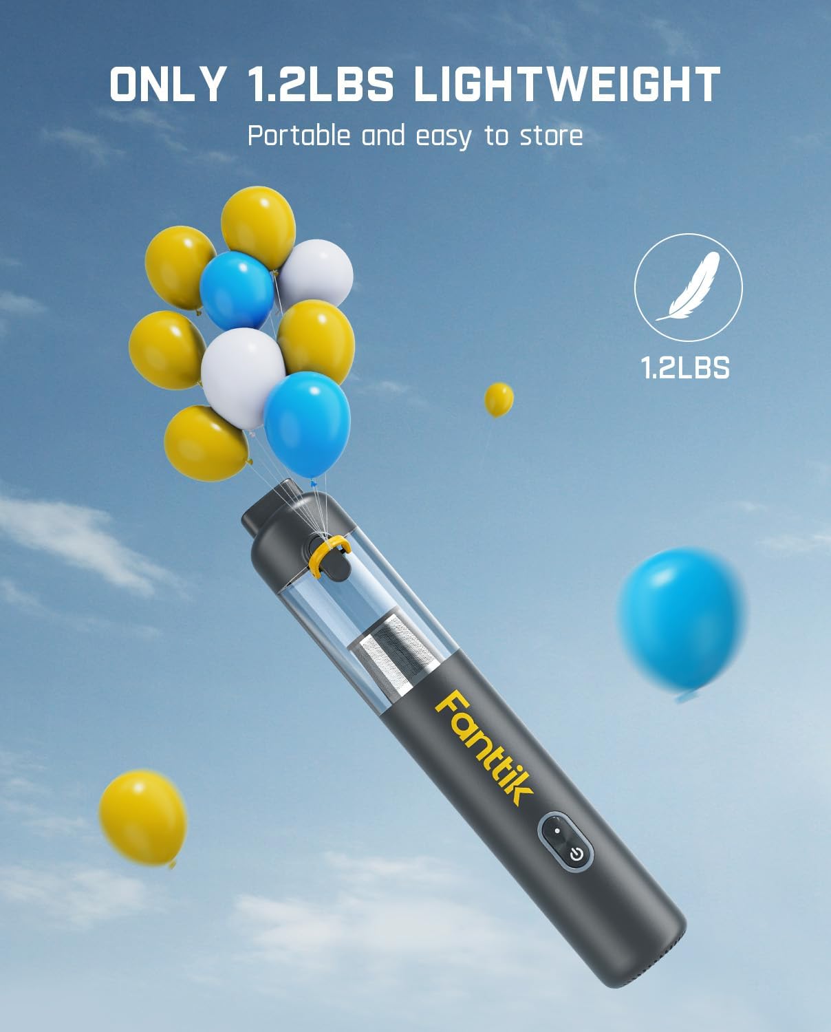 Fanttik Slim V8 Mate Cordless Car Vacuum Suction Power 12000Pa, Portable Mini Vacuum with Flexible Hose and Pet Brush, Type-C Charge, Portable for Car, Office Desk, Keyboards, Gray