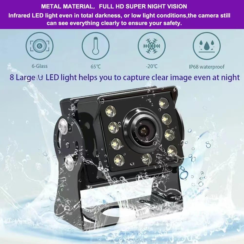 4K RV Backup Camera System,10.1" Quad Split Touchscreen Monitor with 4 1080P Nightvision Cameras, Bluetooth Music USB Video Play with DVR Recording for RV Truck Trailer Van