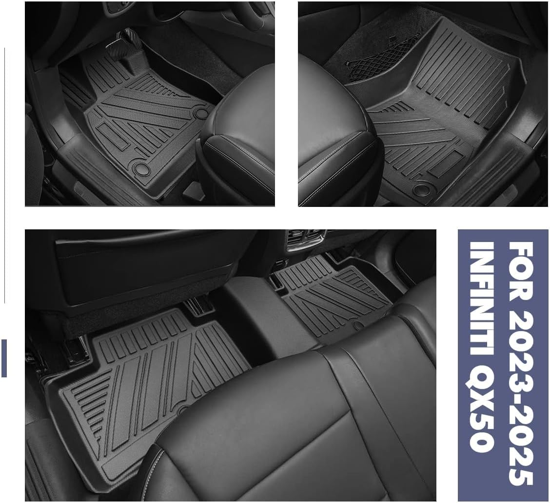 Floor Mats Fit for 2019-2025 Infiniti QX50 Floor Liner Cargo Mats，All-Weather TPE Floor Liner Rear Cargo Trunk Liner Protector for 2019 2020 2021 2022 2023 2024 2025 Infiniti QX50 Accessories