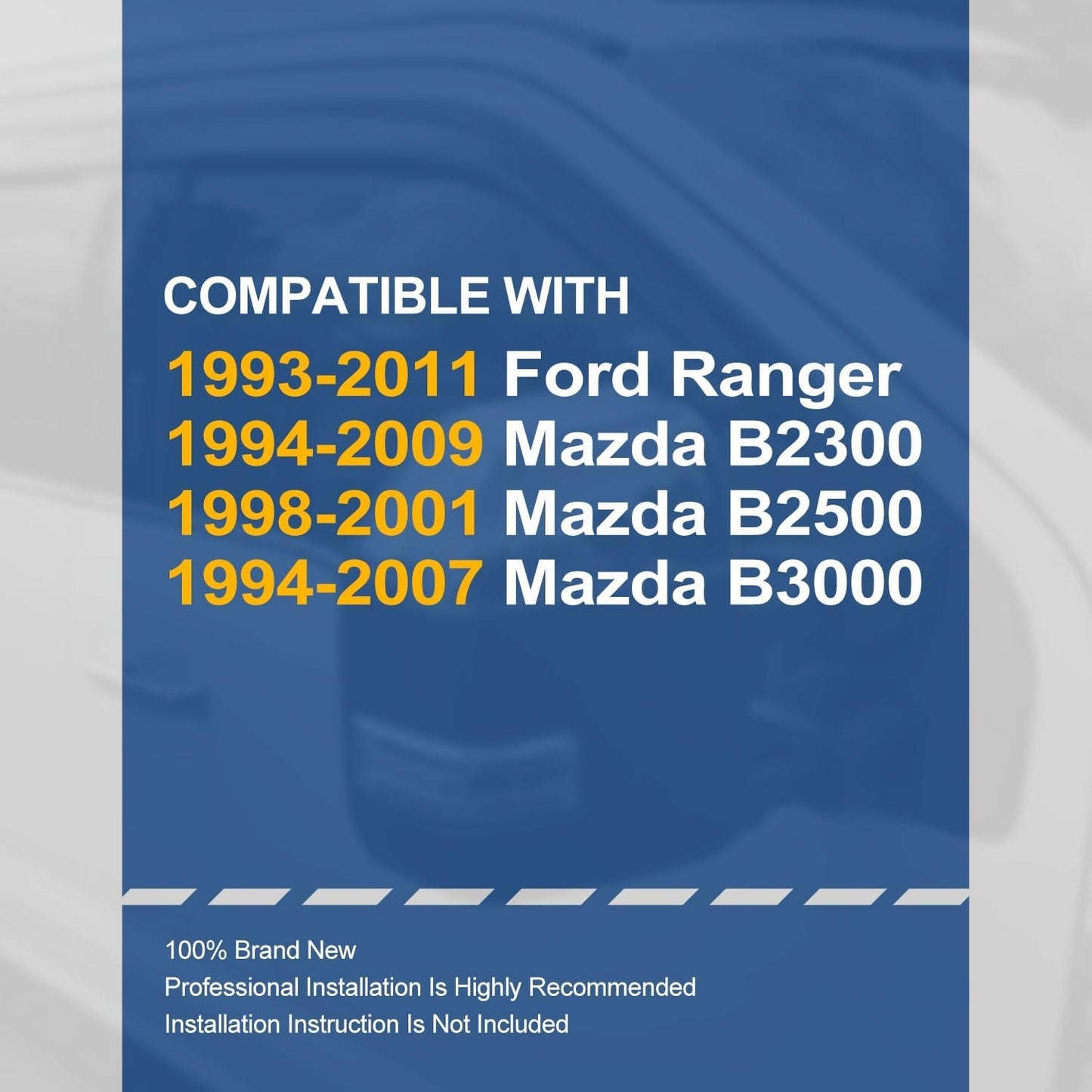 Auto Dynasty 2Pcs Carbon Fiber Pattern Window Visors Compatible with 1993-2009 Ford Ranger Mazda B2300 B2500 B3000, Tape-On Front Window Deflectors Rain Guards Sun Air Side Vent Shade, Glossy Black