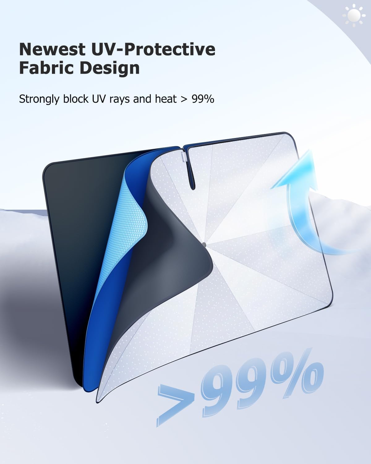 2025 Upgrade Car Windshield Sun Shade Windshield Sunshade Umbrella [Star Fabric] Protect Car from Sun Rays&Heat Damage Keeps Vehicle Cool, Spring Structure Edge Fits Sedans,SUVs,Trucks,Hatchbacks (M2)