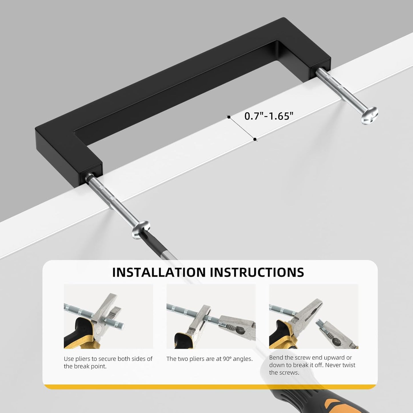 Goldenwarm 2 Pack Black Square Bar Cabinet Pull Drawer Handle Stainless Steel Modern Hardware for Kitchen and Bathroom Cabinets Cupboard,Center to Center 6-1/4in(160mm) Kitchen Cupboard Handles