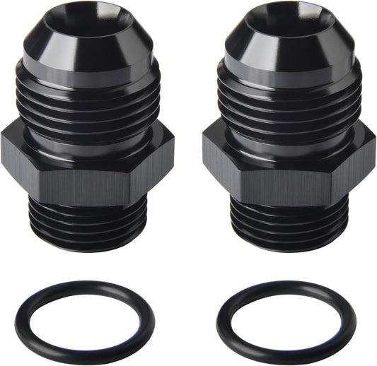 10AN Male Flare to 8AN ORB O-ring Boss Fuel Pump Rail Adapter Fitting Aluminum Black, Pack of 2