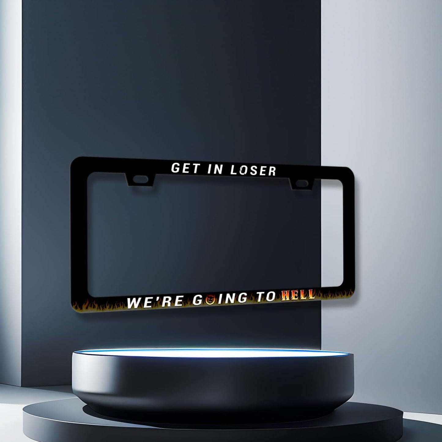 Get in Loser We're Going to Hell License Plate Frame Jesus License Plate Frames for Personalized Car Decorative Stainless Steel Funny License Plate Holder Christian Auto Part 12.2" x 6.2"