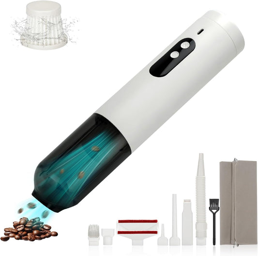 Mini Car Vacuum, 5 in 1 Cordless Handheld Vacuum Cleaner 16800Pa Suction Power, Type-C Charge & LED Display, Multi-Nozzles, Blowing & Inflating Lighting Modes Portable Vacuum for Car Office Pet Home