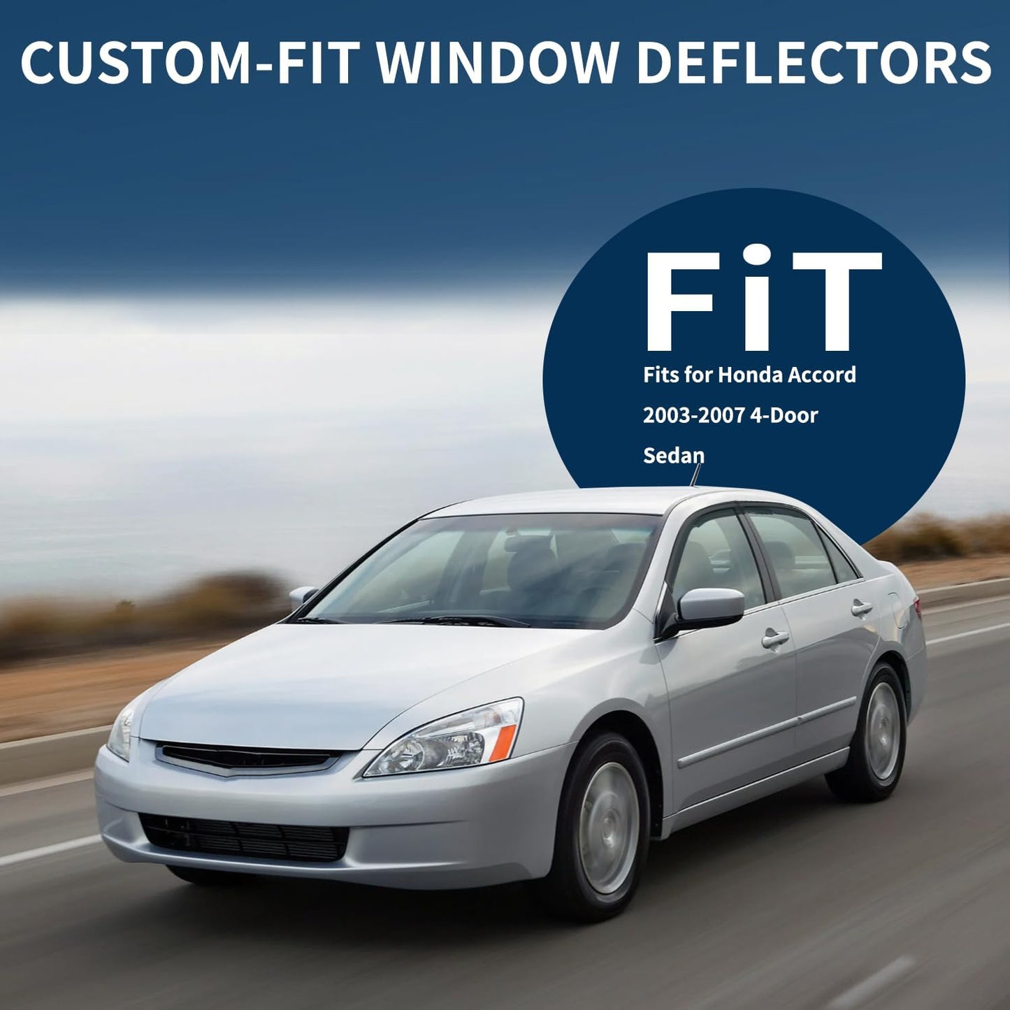 4PCS Rain Guards Window Visors Fit for 2003-2007 Honda Accord 4-Door Sedan, 94943, Outside Mount Wind Deflector Vent Shade Shield, Exterior Car Accessories, 2003 2004 2005 2006 2007