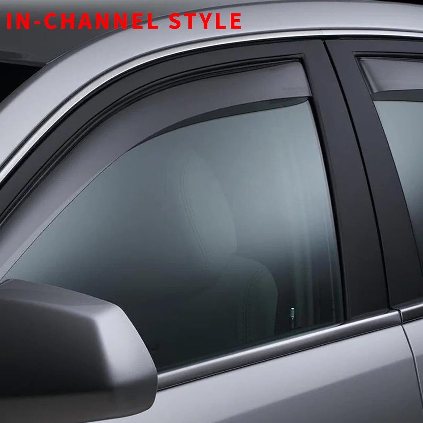 in Channel Window Rain Guards for 2019-2025 Chevy Silverado/GMC Sierra 1500 Crew Cab, Durable Window Vent Visors Shades Wind Deflectors, Exterior Car Accessories, 2020 2021 2022 2023 2024, 4PCS