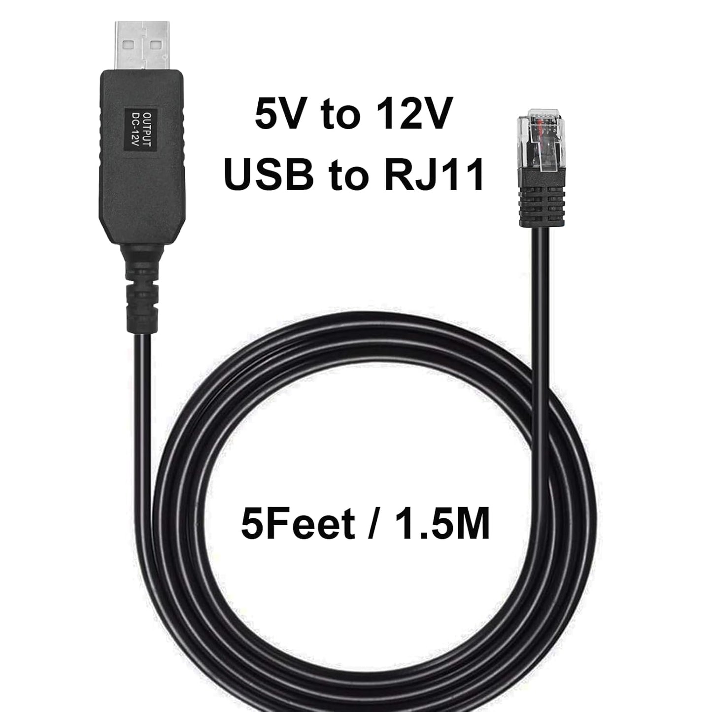 Radar Detector Cable for Escort Passport 9500ix, Beltronics, Uniden R1 R3 R7, USB to RJ11 Plug Cable 5Ft