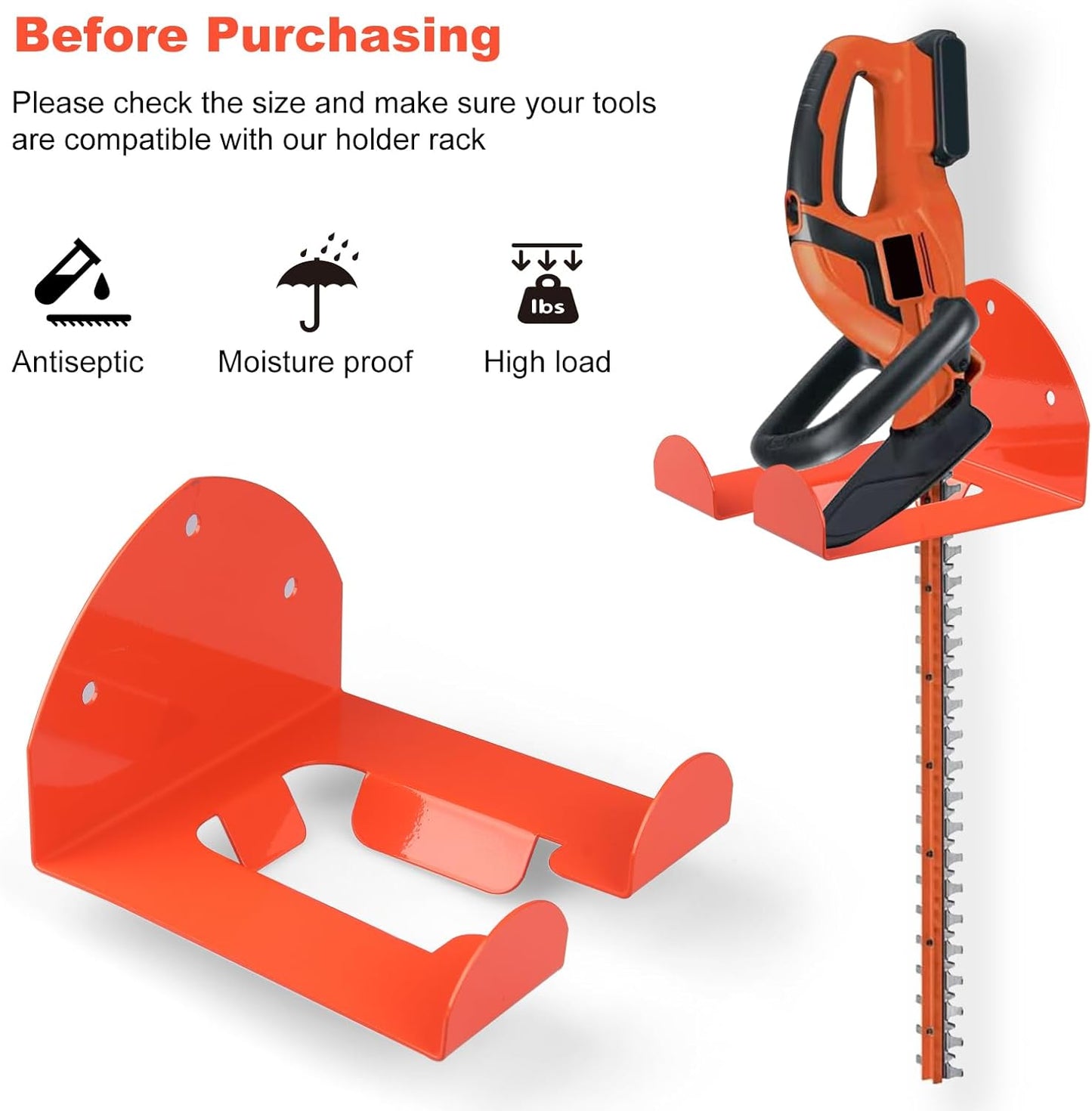 Weedeater Hanger,Trimmer Rack – 2 Pack Heavy Duty Wall Mount for Weed Eater, Grass Trimmer, Hedge Trimmer – Garage Storage Organizer, Space-Saving Tool Holder