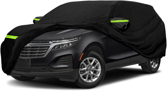 Waterproof Car Cover Compatible with 2005-2025 Chevrolet Equinox LS/LT/RS/Premier, 420D Oxford Cloth Black All Weather Car Covers with Zipper Door for Snow Rain Dust Protection