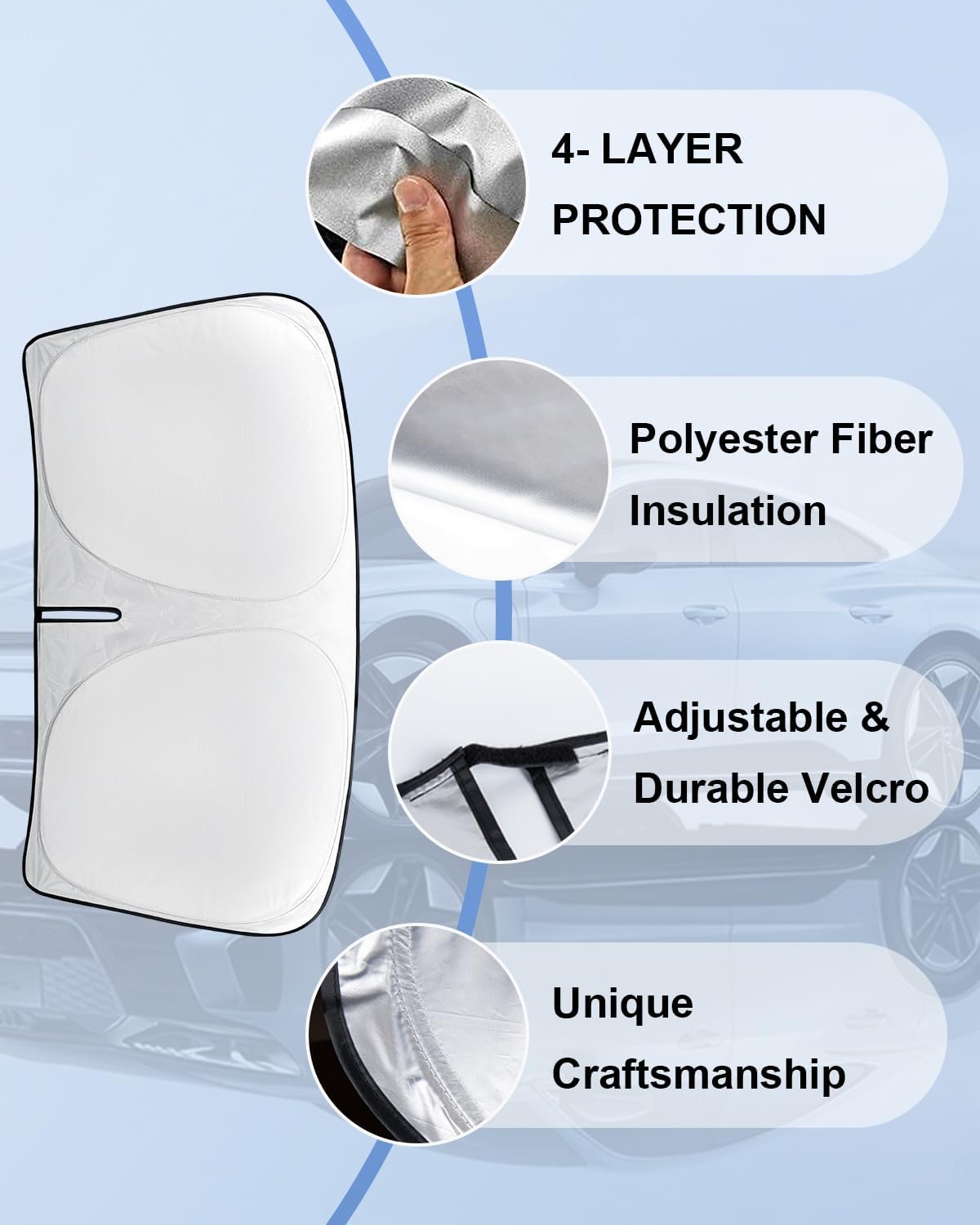 Sun Shade for Mini Cooper Windshield Sunshade fit for 2015-2023 2024 2025 BMW Mini Cooper F55 Accessories Front Window Shield Sun Visor Protector Block UV Ray Heat