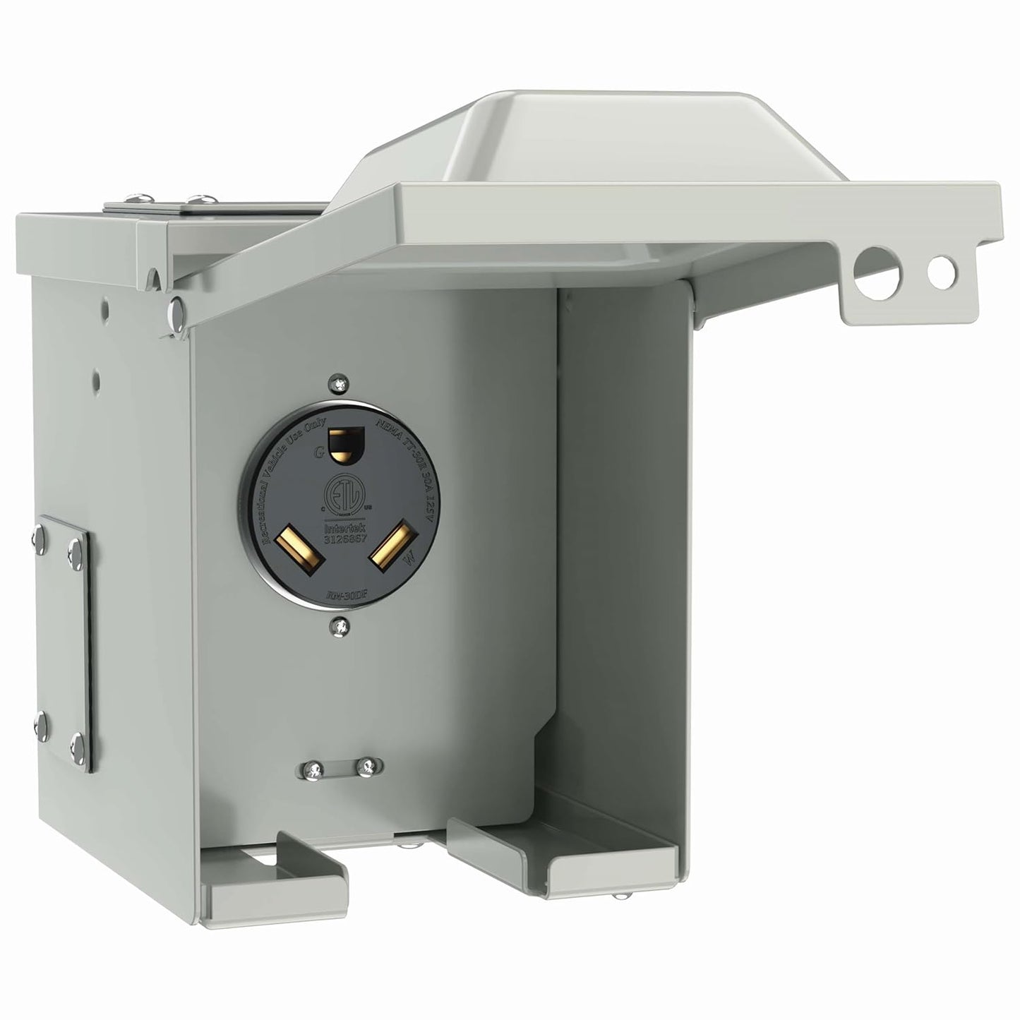 30 Amp RV Power Outlet Box, NEMA TT-30R 125V RV Outdoor Electrical Receptacle Panel, Weatherproof, for RV Camper Travel Trailer Electric Car Generator